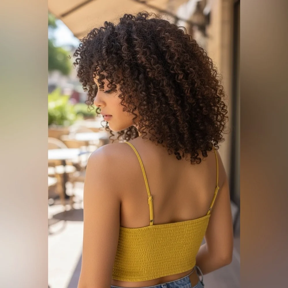Zenana Smocked Triangle Bralette – Golden Wasabi NWT